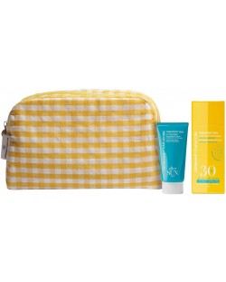 Germaine de Capuccini Set Feel Sun - Fluid SPF30 și Loțiune pentru față, 2 х 50 ml +Geantă de toaletă galbenă